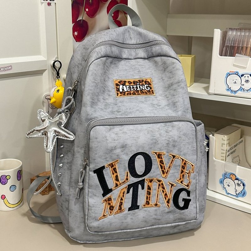 Y2K Grey Backpack for Women, C - School Backpack Teen ulasan dan harga