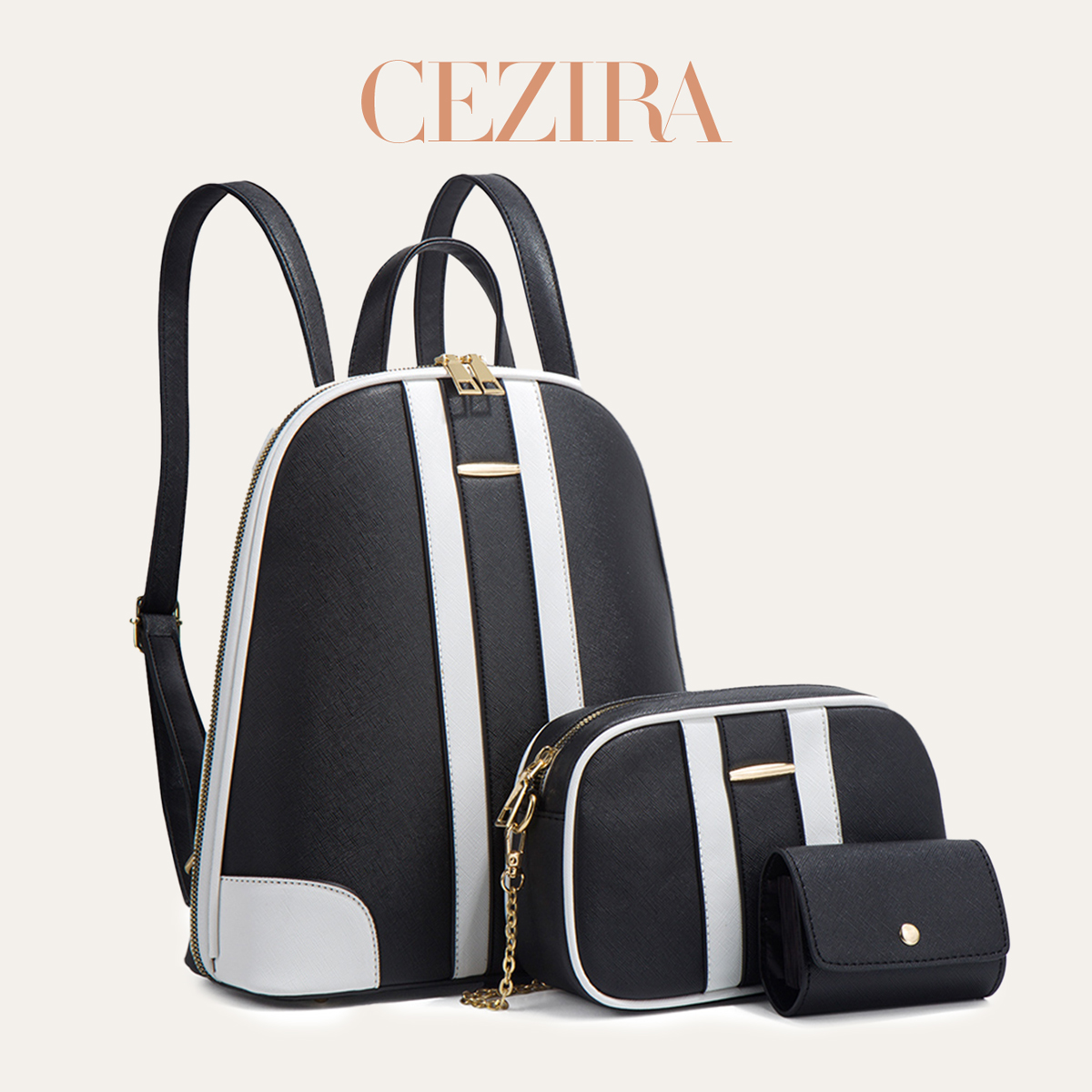 CR Fashion Stripes Patchwork B - Fashion Backpack Women ulasan dan harga