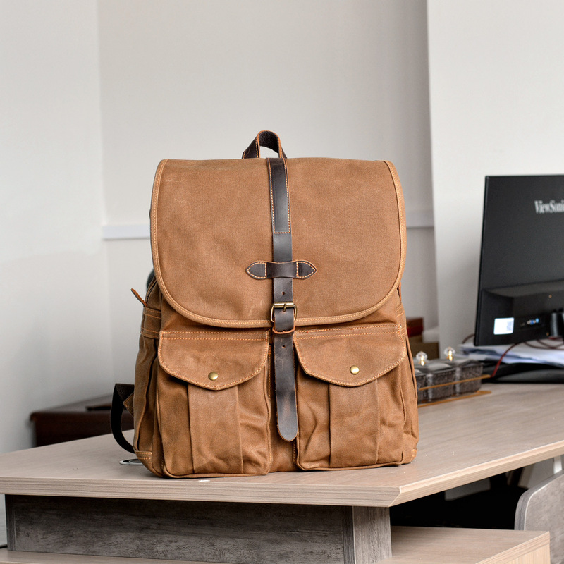 New wax canvas men's backpack  - Canvas Backpack Casual ulasan dan harga